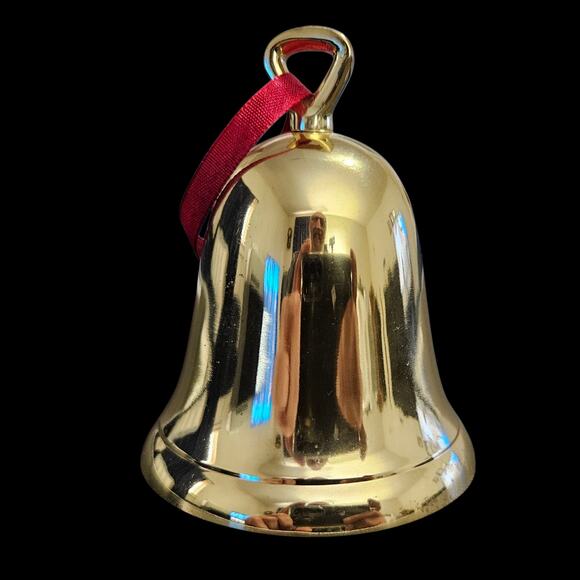 Restoration Hardware Solid Brass Christmas Bell Ornament Made in India - Picture 3 of 6